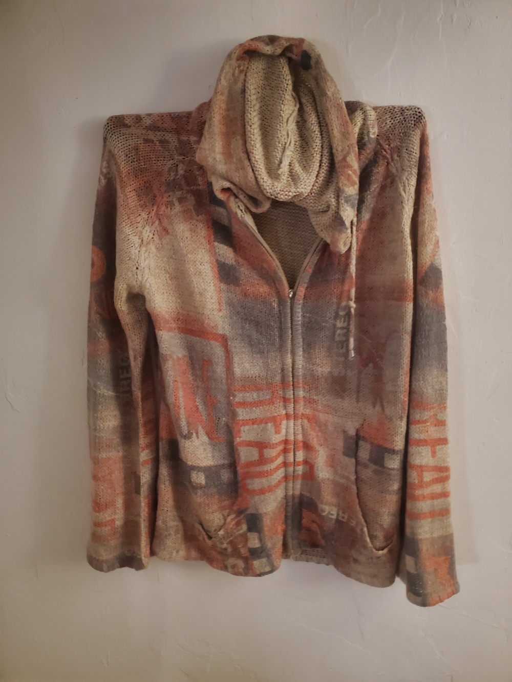 Women’s Multicolor Knit Zip-Front Sweater Hoodie